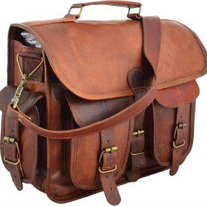 Vintage Full Grain Handmade Leather Messenger Bag - Briefcase -Computer Satchel